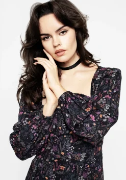 Heliotrope Floral Print Midi Dress