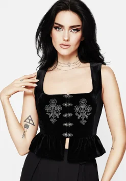 Hellebore Floral Embroidered Waistcoat Top