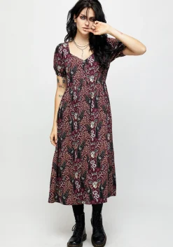 Hemlock Button Detail Puff Sleeve Midi Dress