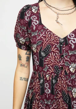 Hemlock Button Detail Puff Sleeve Midi Dress