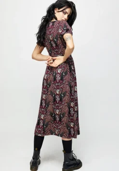 Hemlock Button Detail Puff Sleeve Midi Dress
