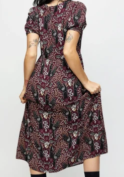 Hemlock Button Detail Puff Sleeve Midi Dress