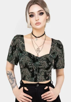 Hemlock Button Up Crop Top - Green
