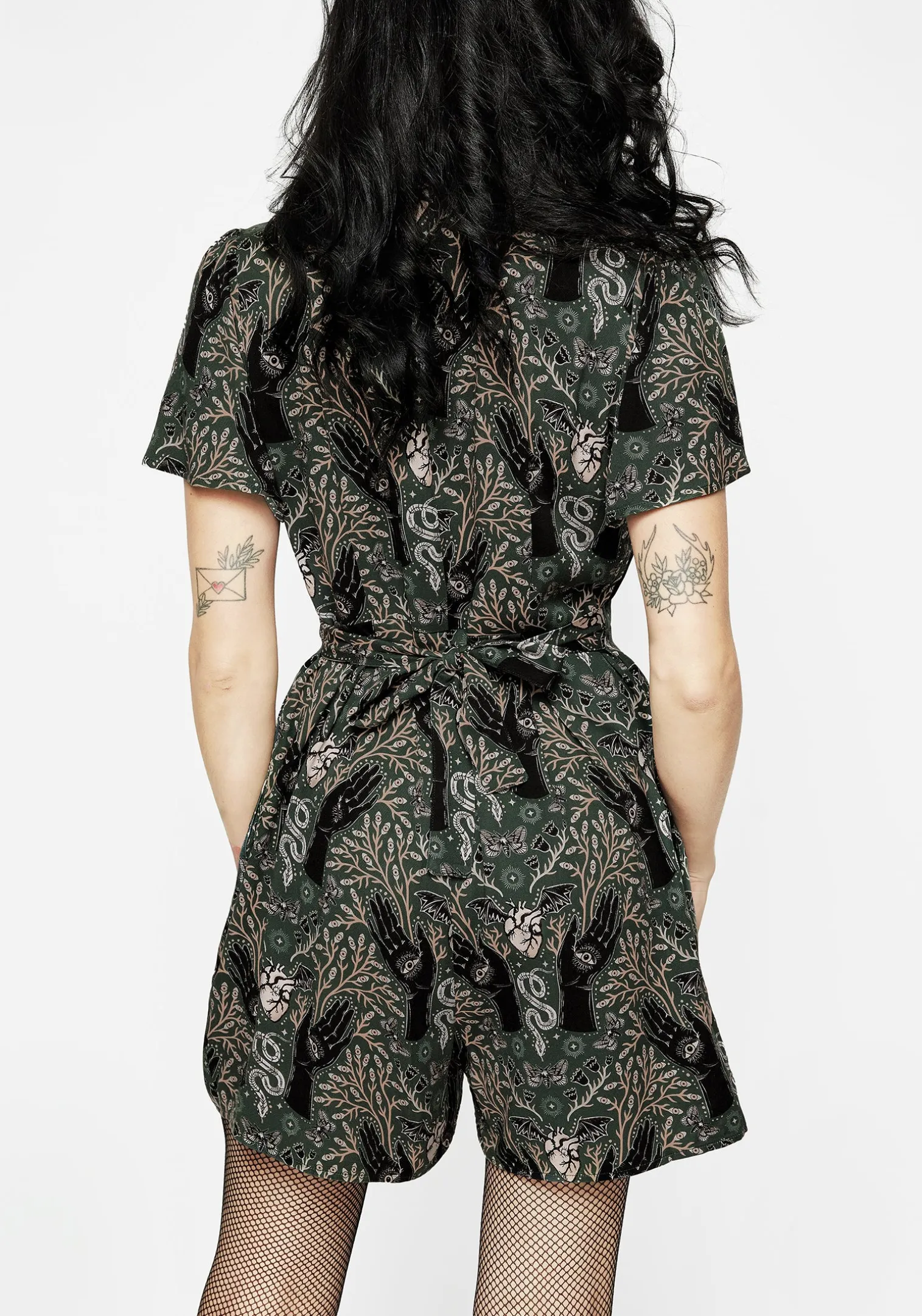 Hemlock V-Neck Playsuit - Green