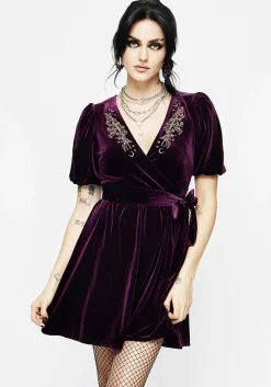 Hera Embroidered Mini Wrap Dress