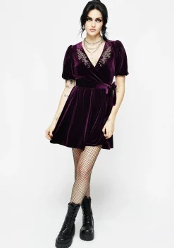Hera Embroidered Mini Wrap Dress