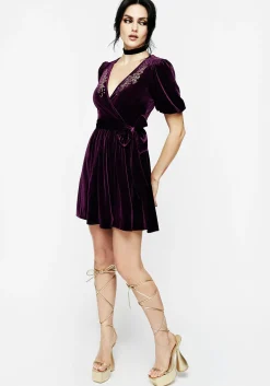 Hera Embroidered Mini Wrap Dress
