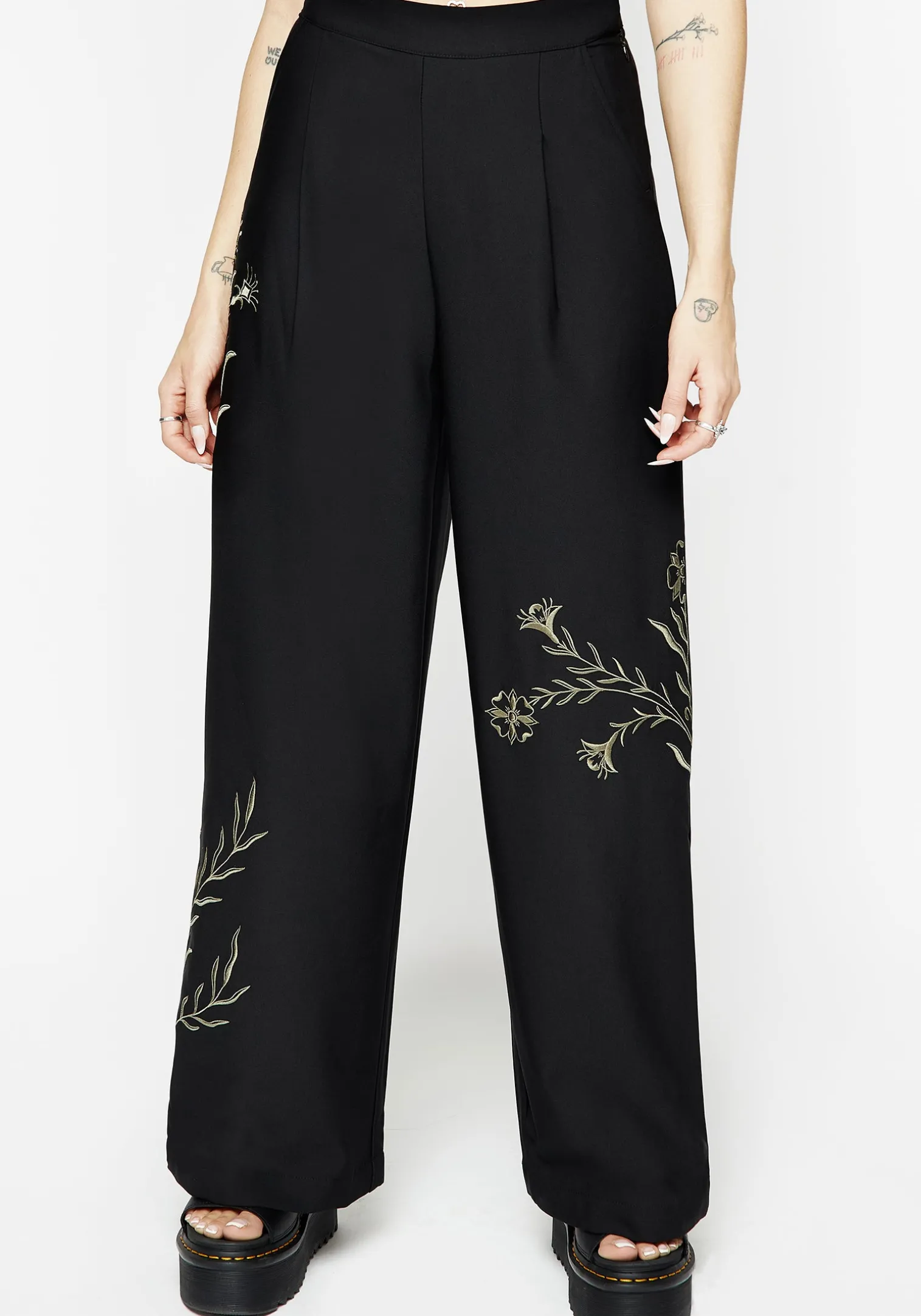 Herald Embroidered Wide Leg Trousers