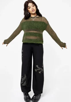 Herald Embroidered Wide Leg Trousers