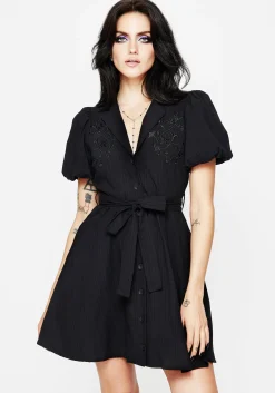 Herbalist Embroidered Mini Shirt Dress