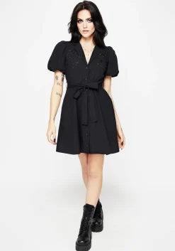 Herbalist Embroidered Mini Shirt Dress