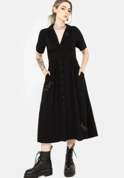 Hester Embroidered Button Up Midi Shirt Dress