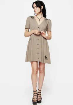 Hester Embroidered Button Up Mini Dress