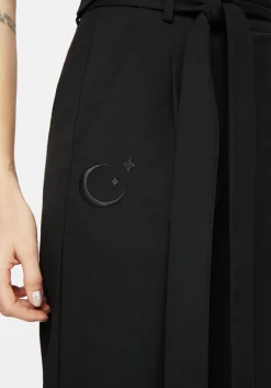 Hester Embroidered Tapered Trousers - Black