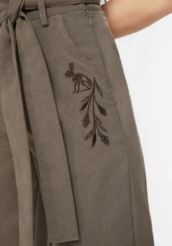 Hester Embroidered Tapered Trousers - Brown