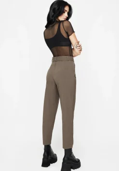 Hester Embroidered Tapered Trousers - Brown
