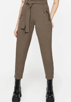 Hester Embroidered Tapered Trousers - Brown