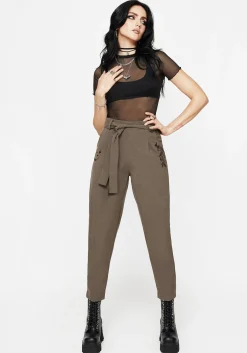 Hester Embroidered Tapered Trousers - Brown