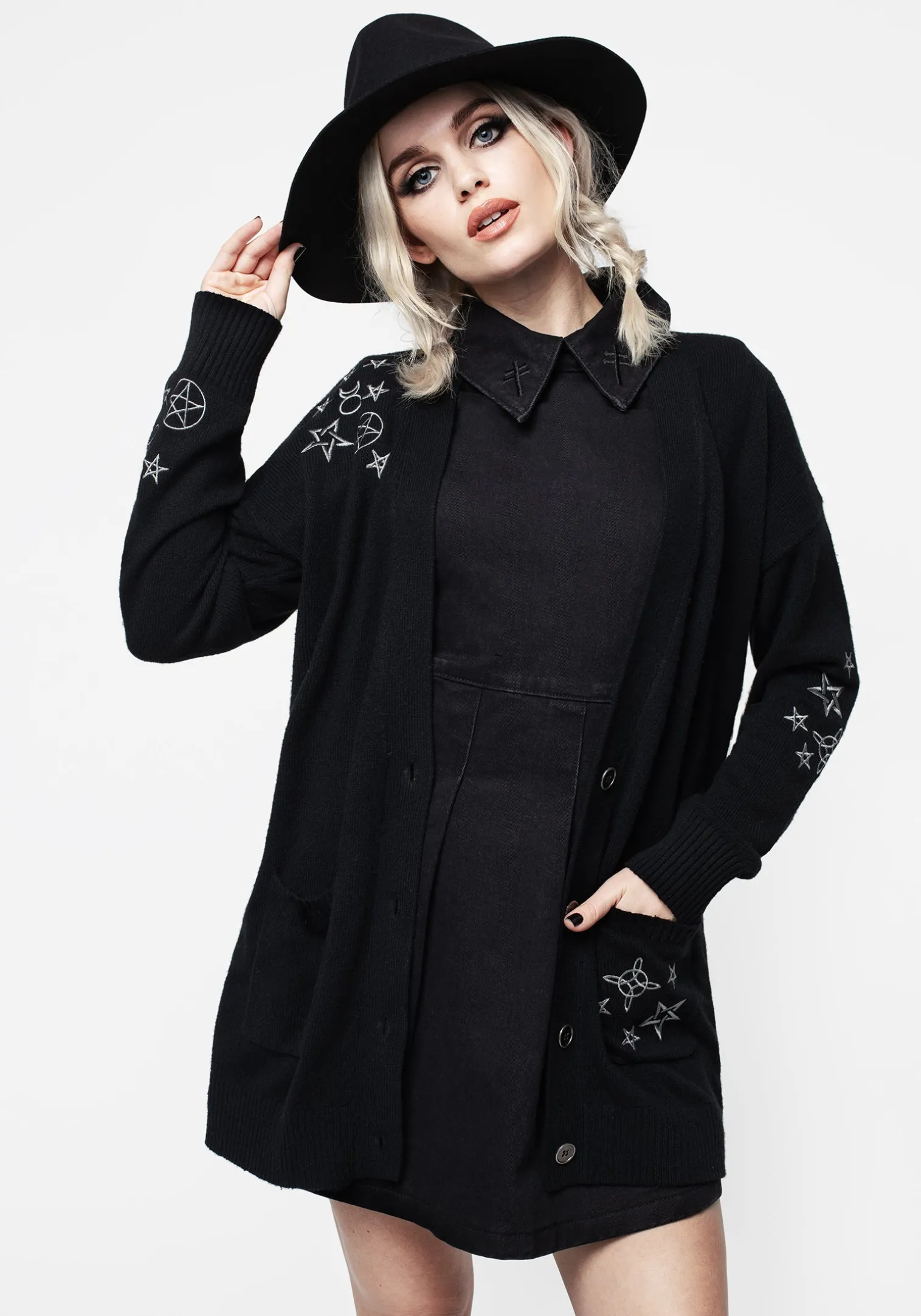 Hex Embroidered Cardigan
