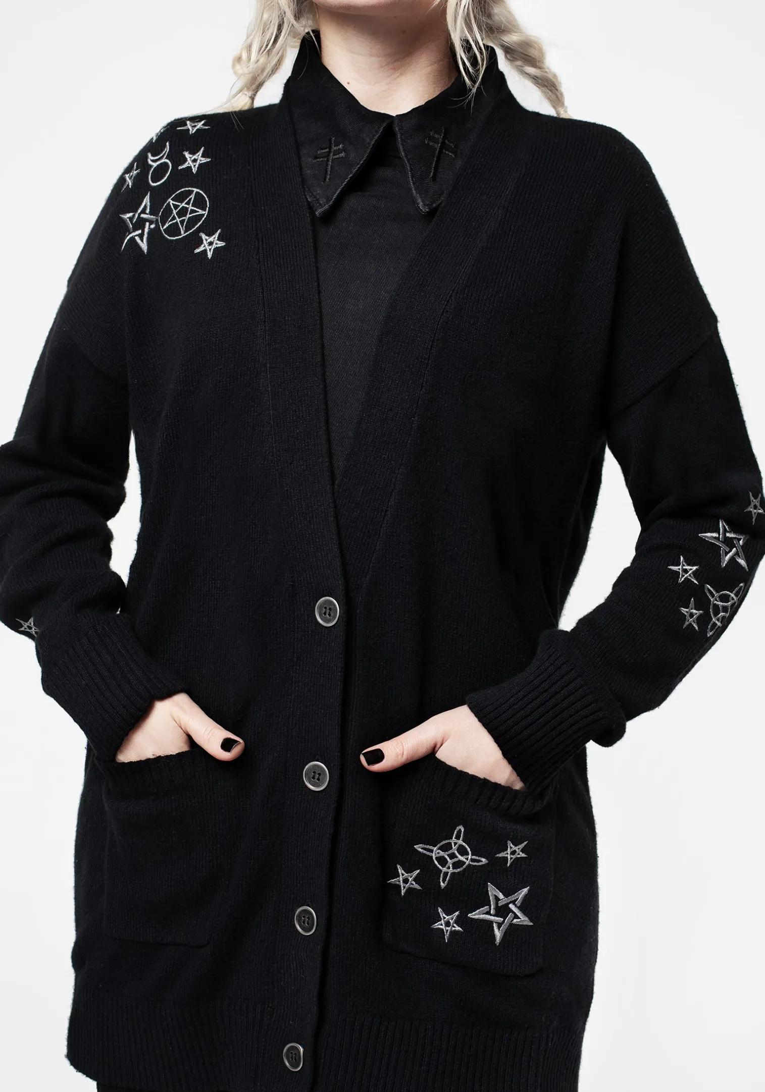 Hex Embroidered Cardigan