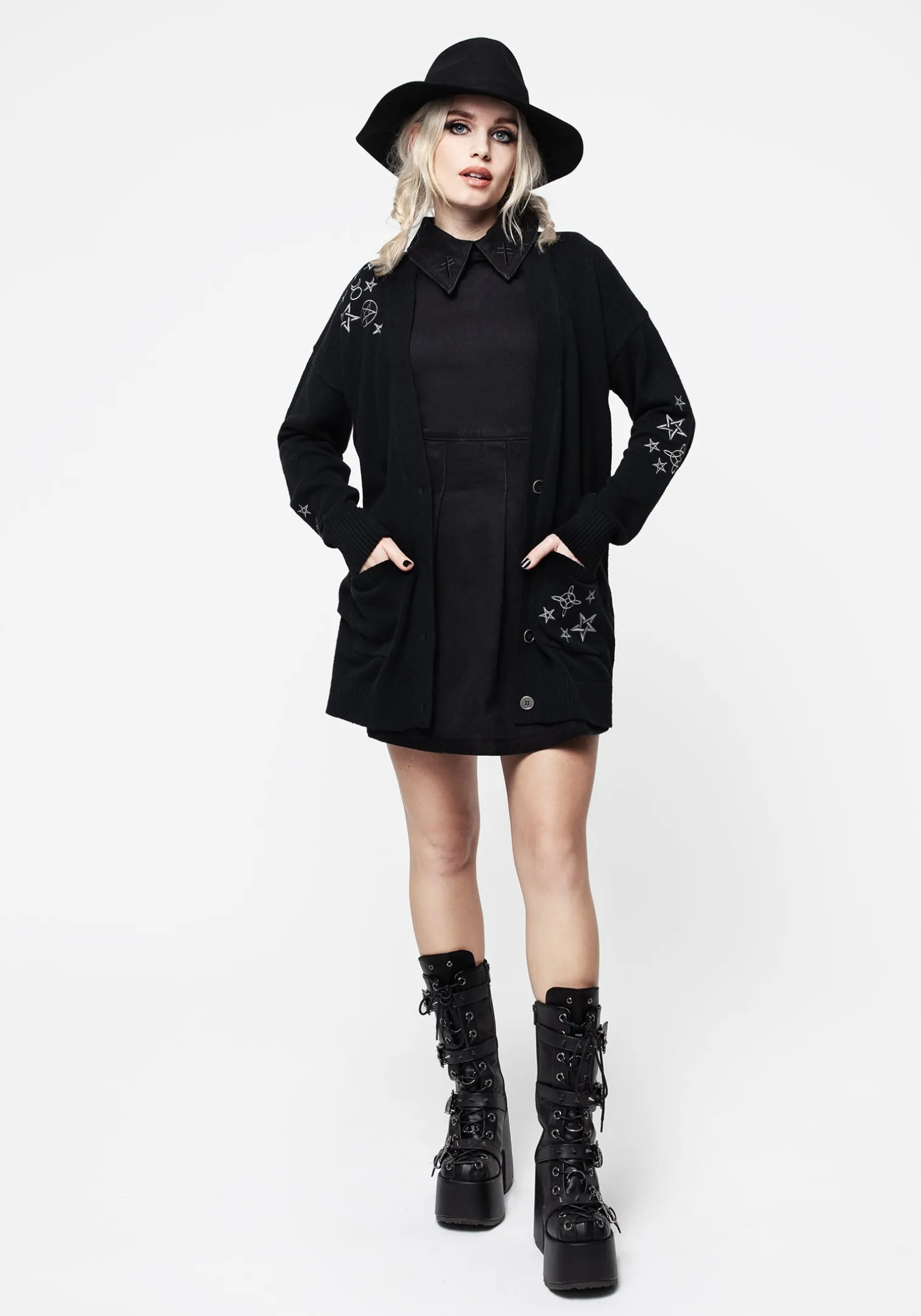 Hex Embroidered Cardigan