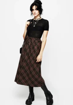 Hickory Check Midi Skirt