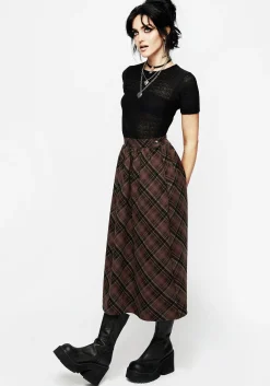 Hickory Check Midi Skirt