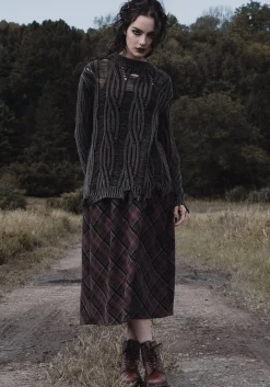 Hickory Check Midi Skirt