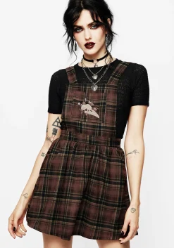 Hickory Embroidered Check Mini Pinafore Dress