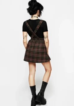 Hickory Embroidered Check Mini Pinafore Dress