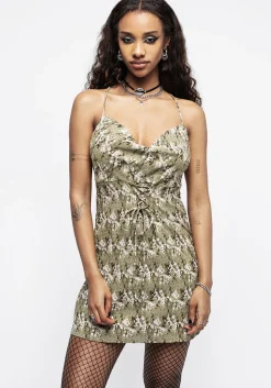 Honeyrose Cowl Neck Tie Waist Mini Dress