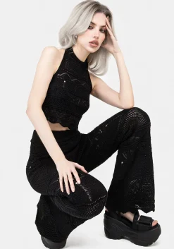 Hooked Pointelle Flare Trousers