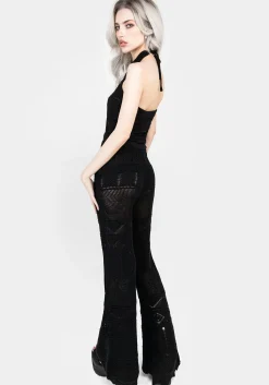 Hooked Pointelle Halter Crop Top