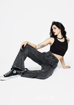 Ianthe Acid Wash Straight Leg Sweatpants