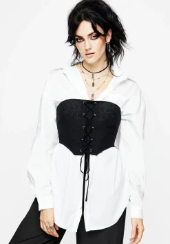 Inanna Embroidered Lace Up Corset Top