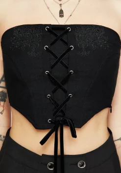 Inanna Embroidered Lace Up Corset Top