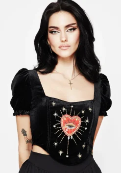 Ingrid Embroidered Applique Corset Top