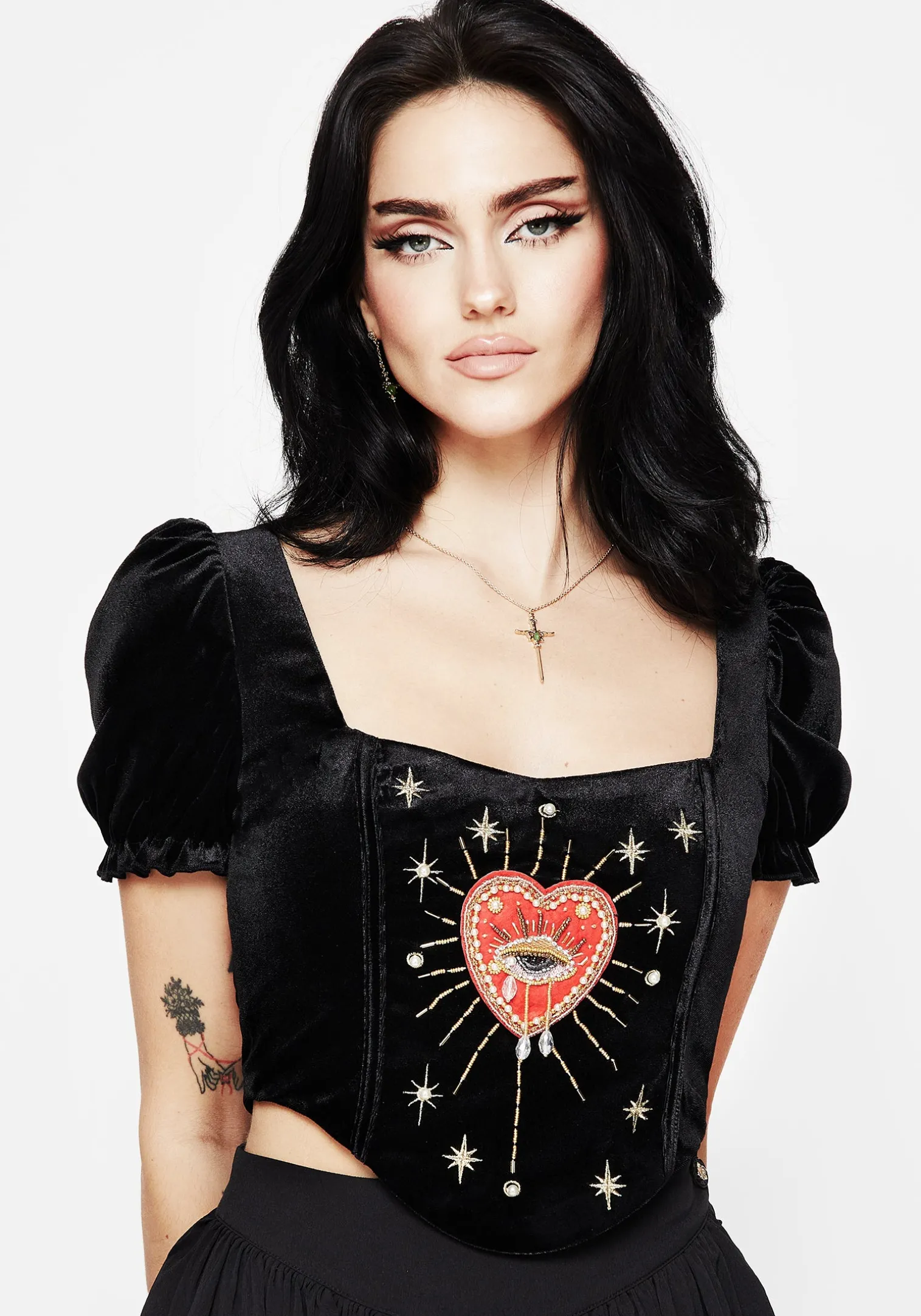 Ingrid Embroidered Applique Corset Top