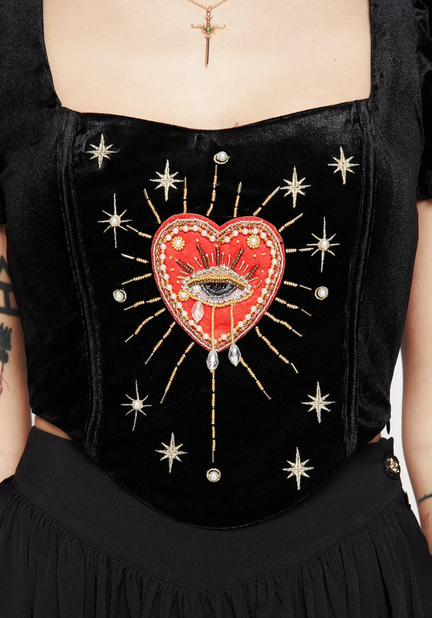 Ingrid Embroidered Applique Corset Top