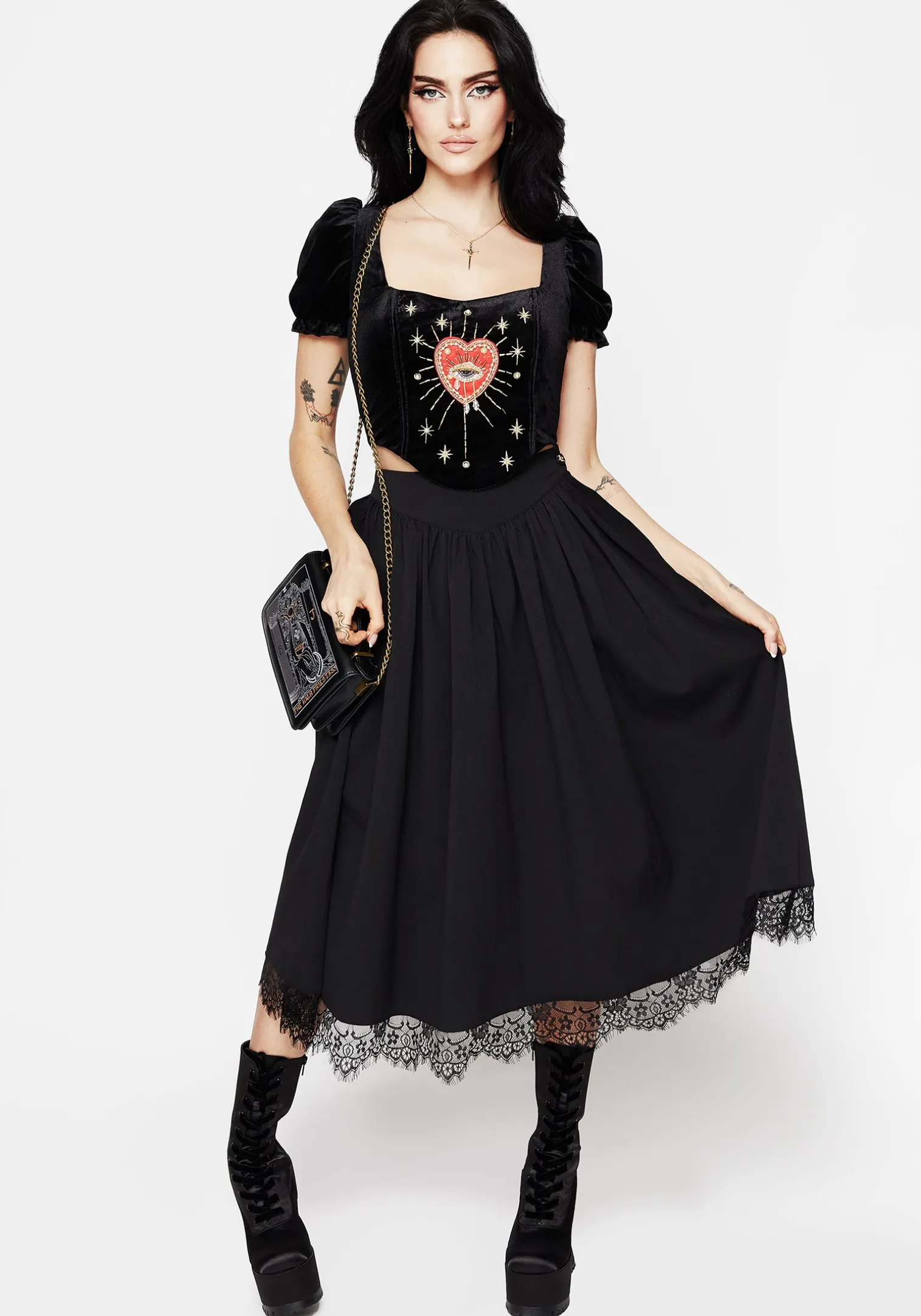 Ingrid Embroidered Applique Corset Top
