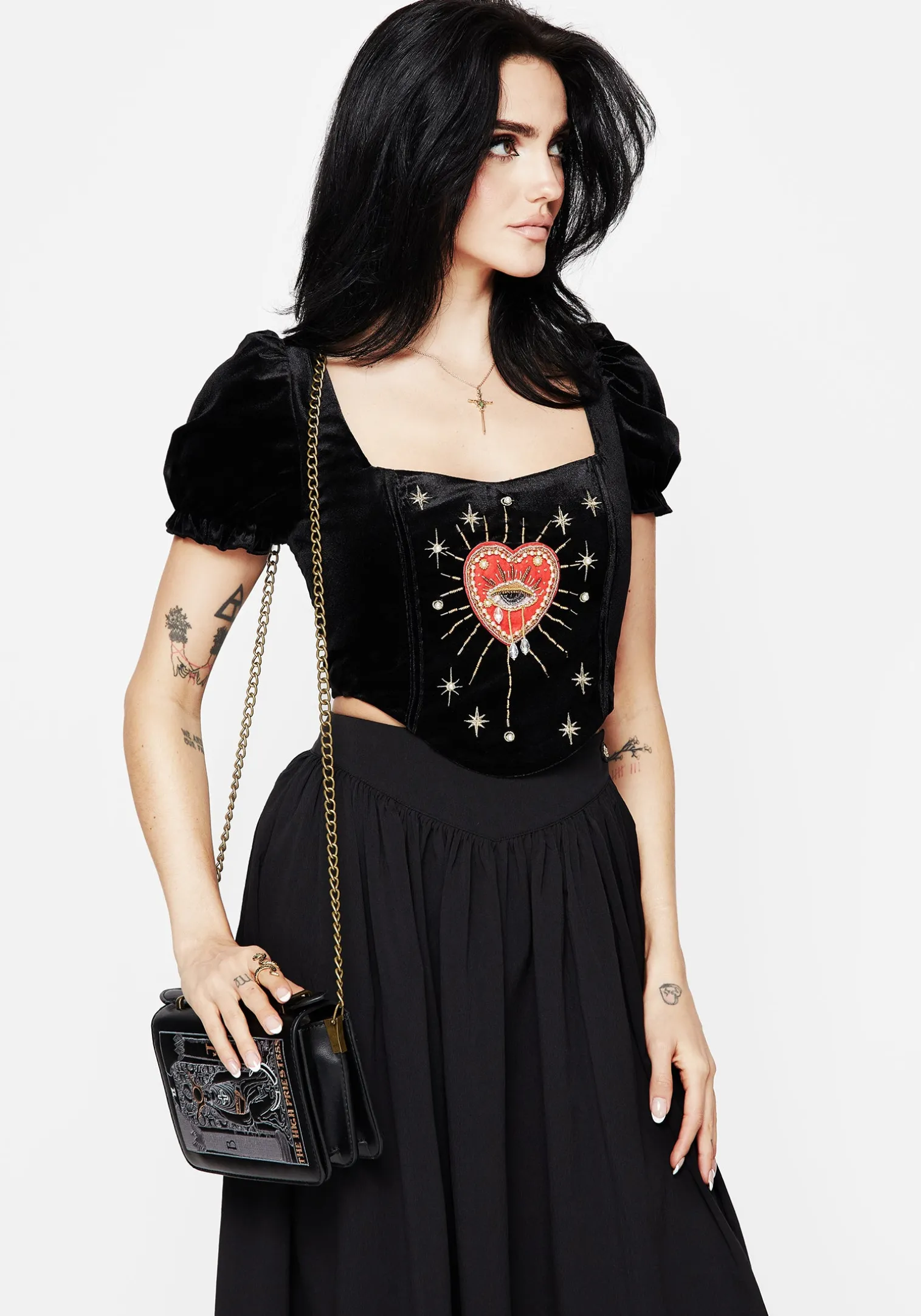 Ingrid Embroidered Applique Corset Top