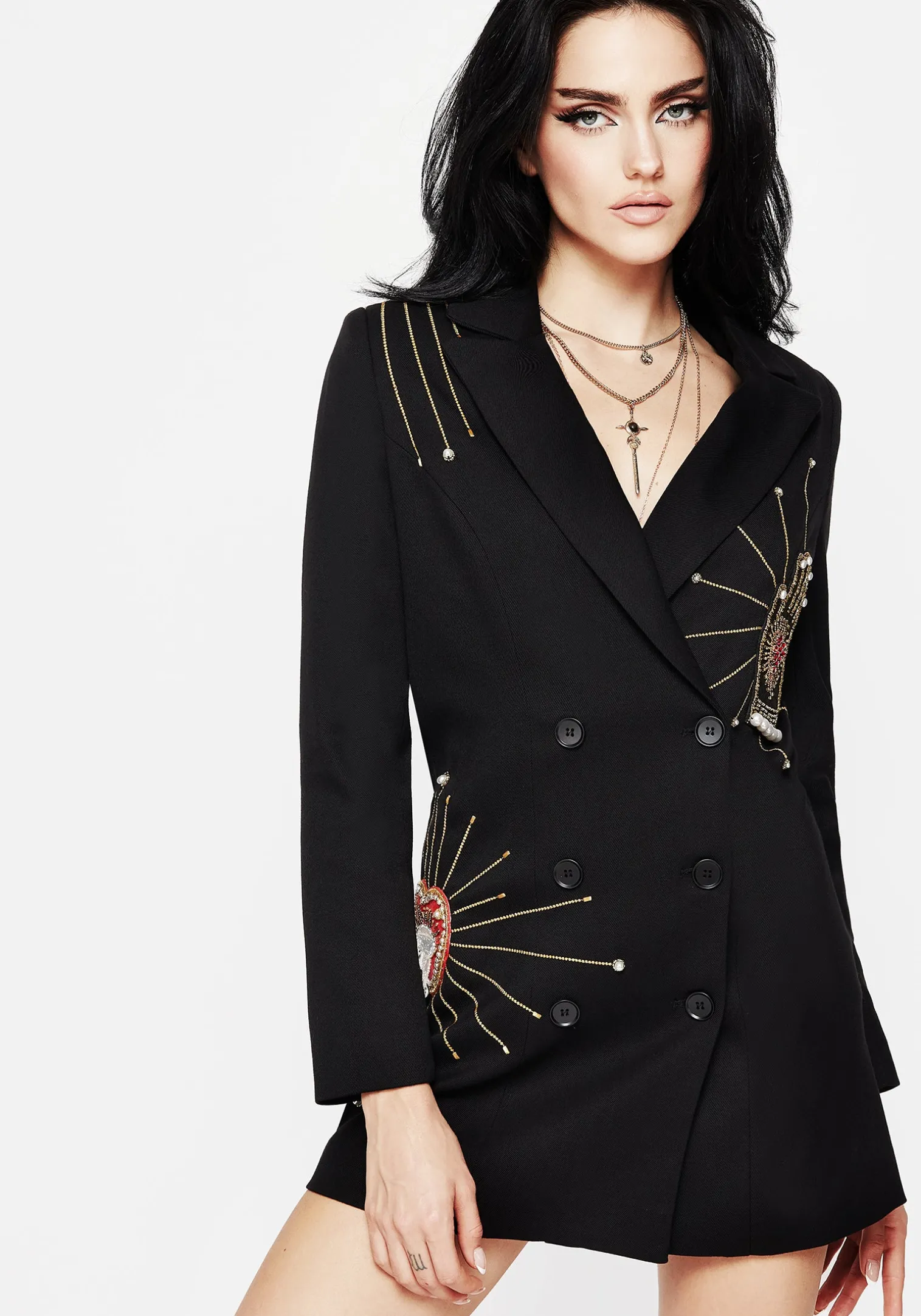 Ingrid Hand Embroidered Applique Blazer Dress