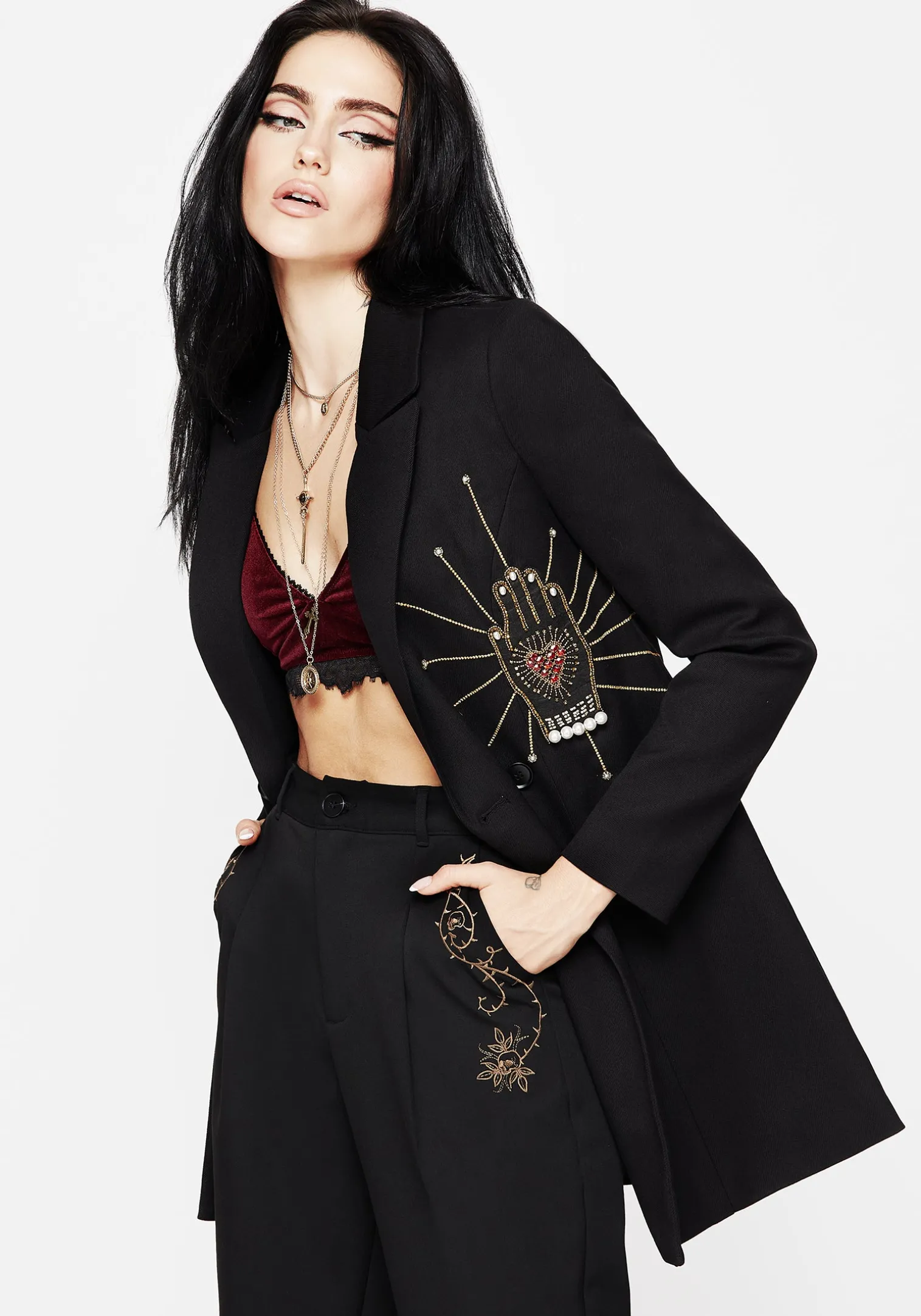 Ingrid Hand Embroidered Applique Blazer Dress