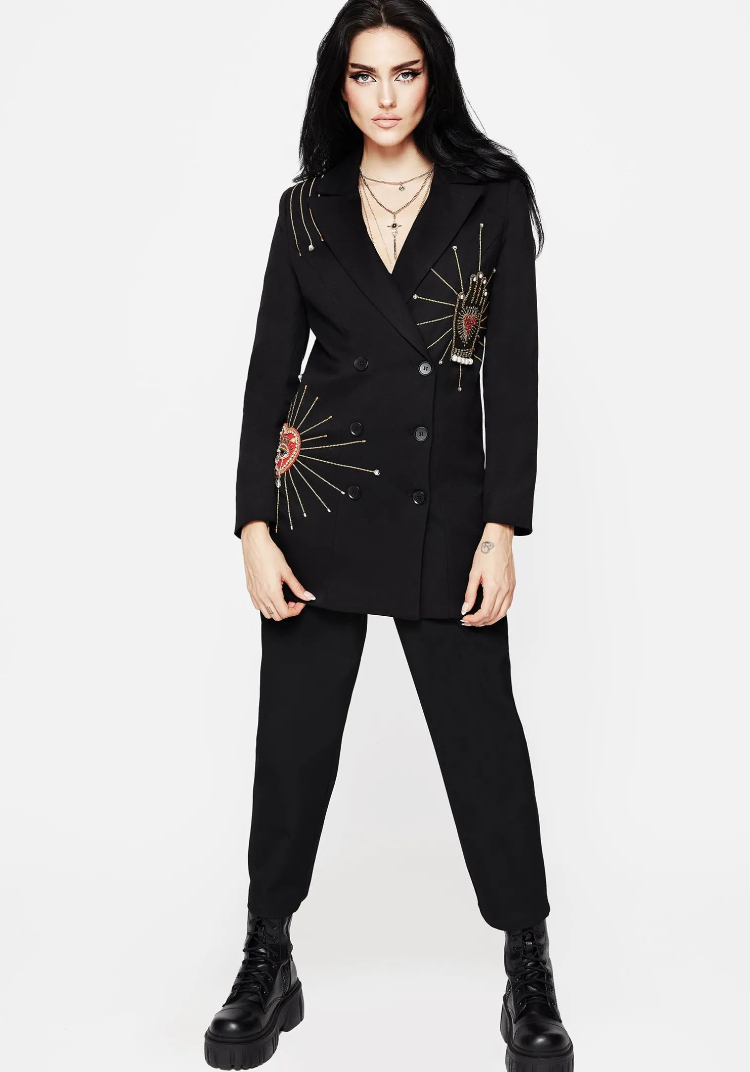 Ingrid Hand Embroidered Applique Blazer Dress