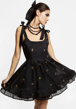 Insectarium Embroidered Organza Tiered Corset Mini Dress