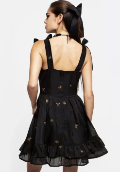 Insectarium Embroidered Organza Tiered Corset Mini Dress