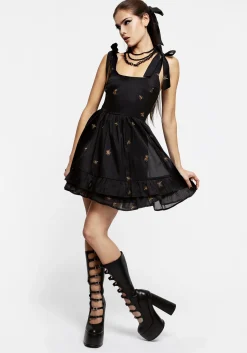 Insectarium Embroidered Organza Tiered Corset Mini Dress