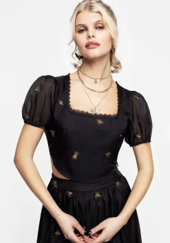 Insectarium Embroidered Organza Corset Top