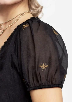 Insectarium Embroidered Organza Corset Top