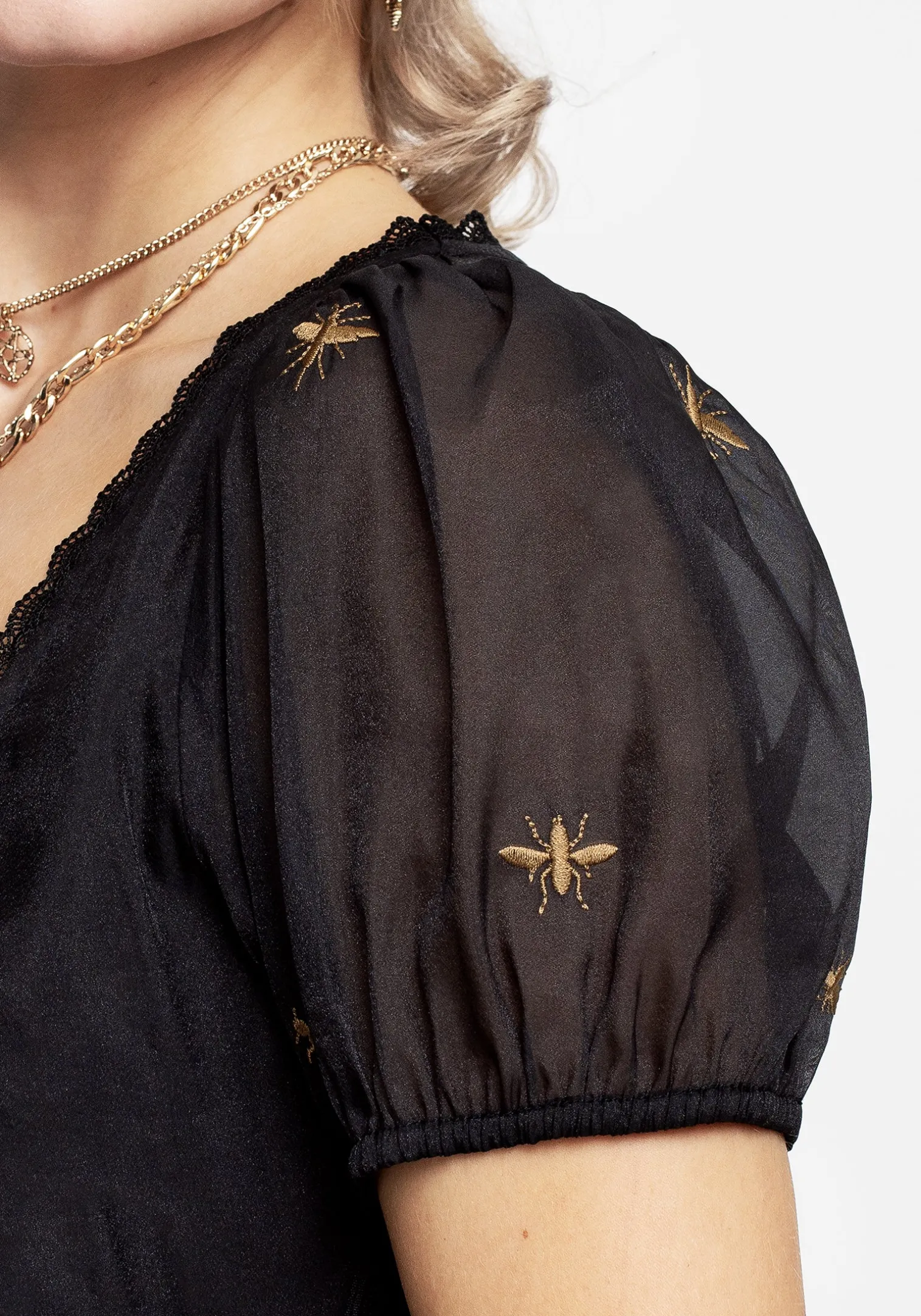 Insectarium Embroidered Organza Corset Top
